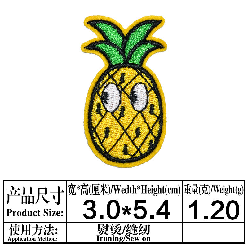 Wholesale Fashion Embroidered Fruit Patches Banana Watermelon Sew On Clothing Decorative Craft Supply 20 Pcs