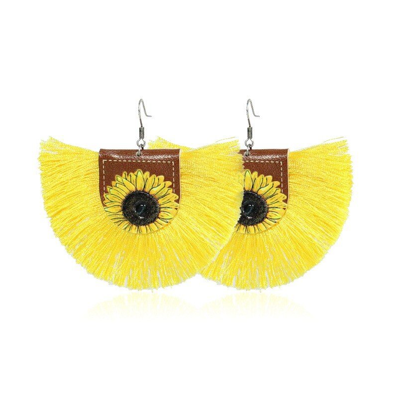 Wholesale Tassel Boho Color Scallop Earrings
