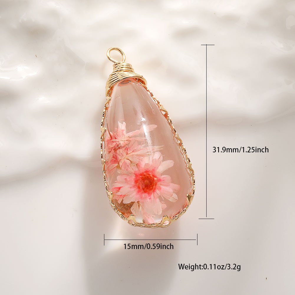 Wholesale DIY copper wire edge conch real flower dried flower pendant accessories