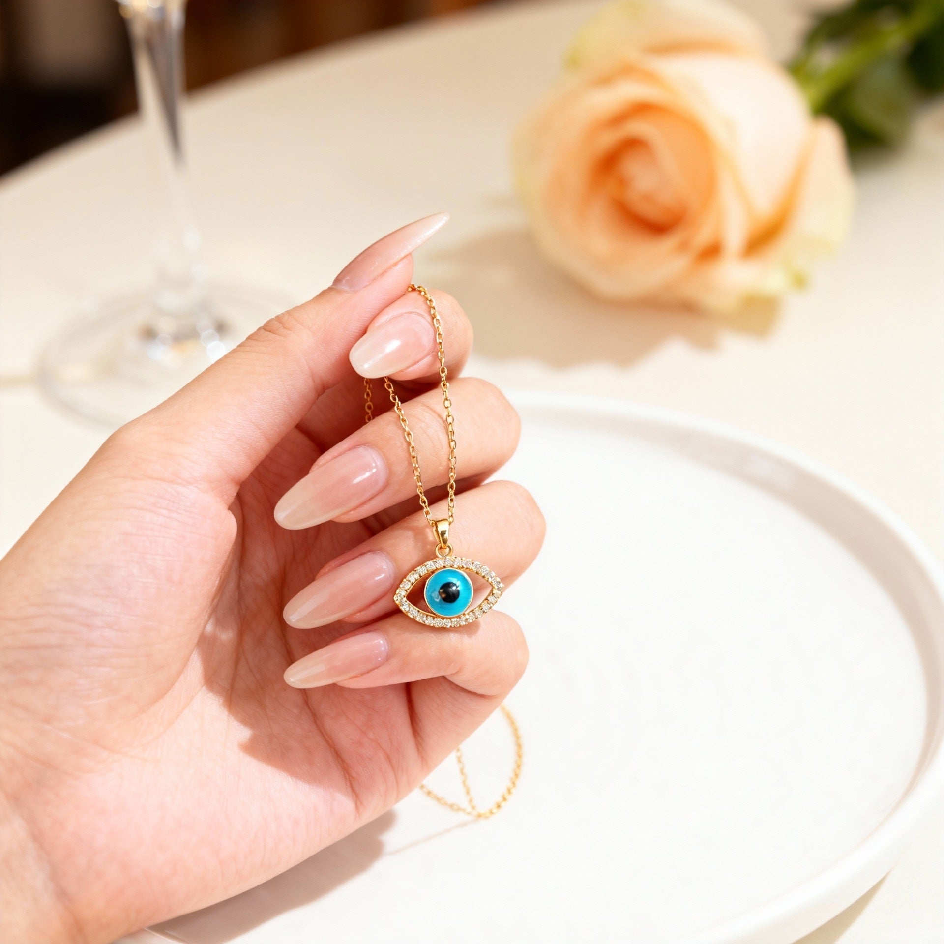 Wholesale Devil' s Eye eye necklace with enamel personalized pendant