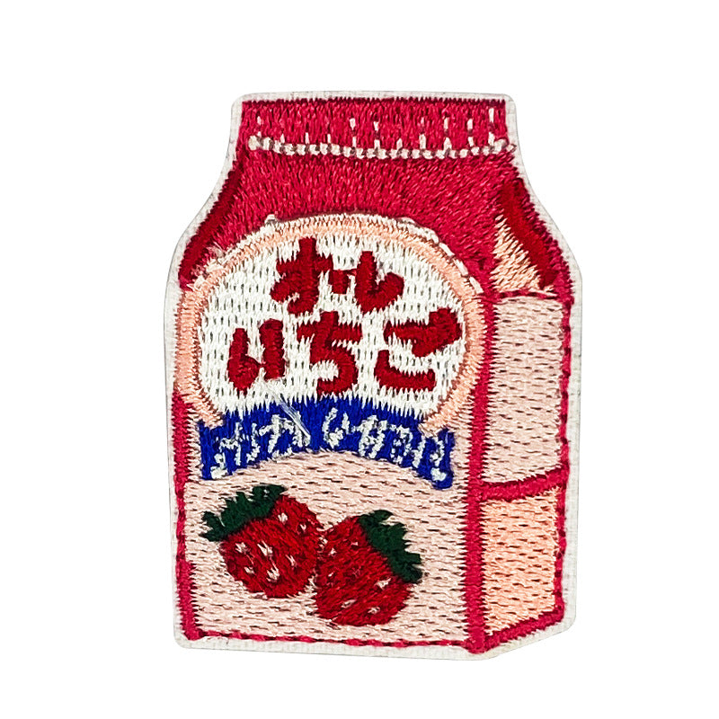 Wholesale Embroidered Cartoon Beverage Bottle Embroidered Down Jacket Patch Embroidered Seal Cloth Patch FS