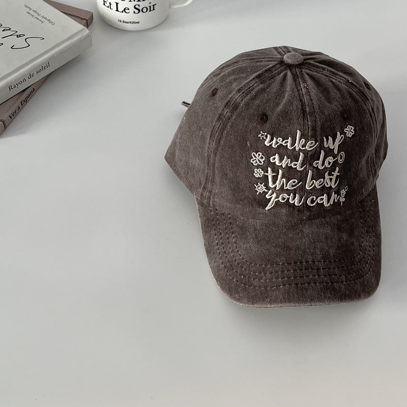 Wholesale Whitewashed Cotton American Retro Letter Vintage Duck Tongue Summer Sunshade Baseball Hat