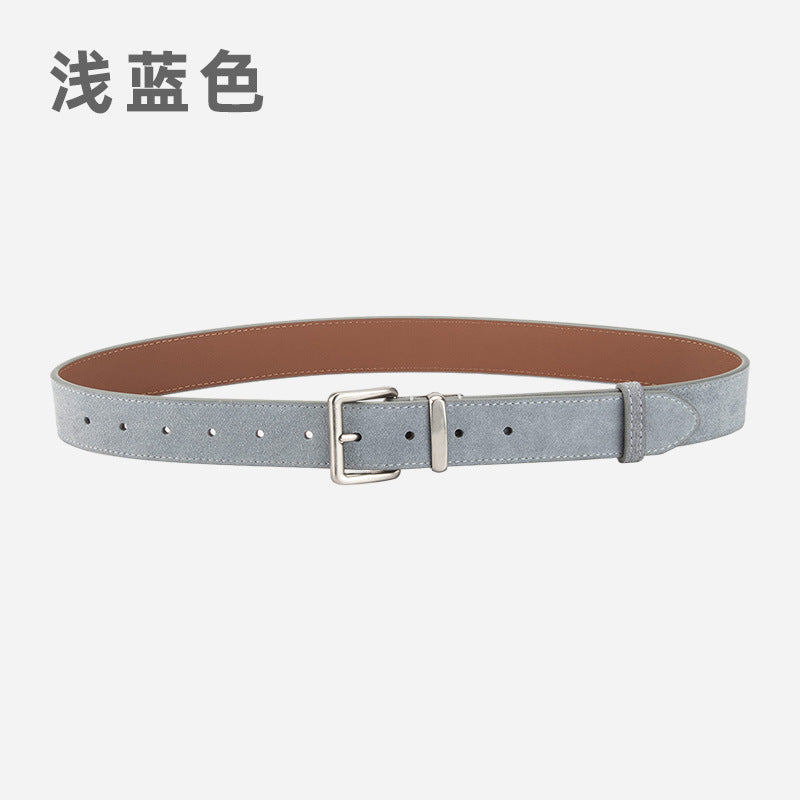 Wholesale women' s vintage genuine leather nubuck suede belt