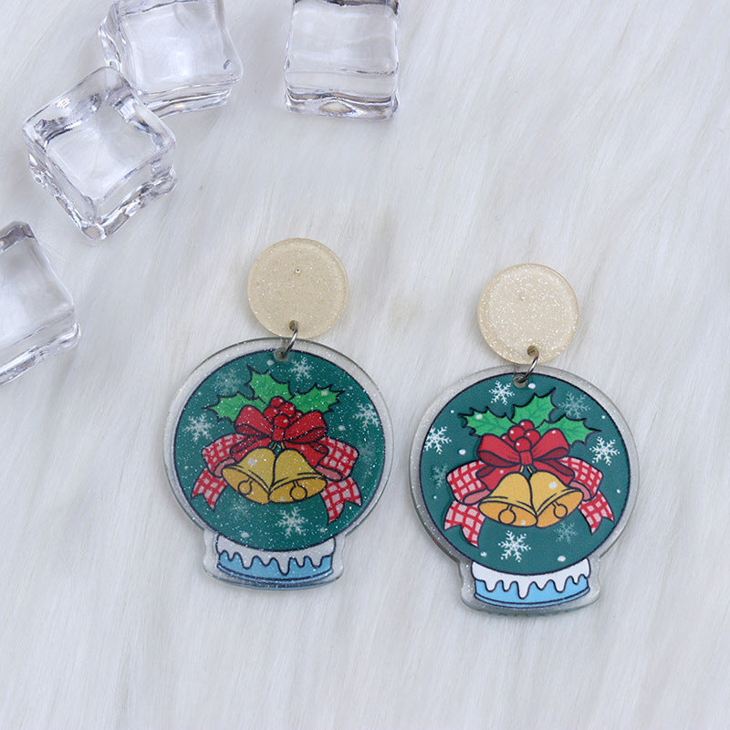 Wholesale Round Christmas Acrylic Earrings