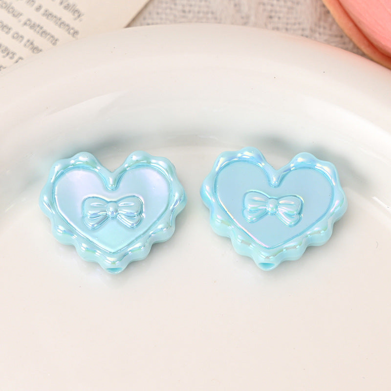 Wholesale  5pcs/pack  Heart-shaped beaded bow   Acrylic Beads
