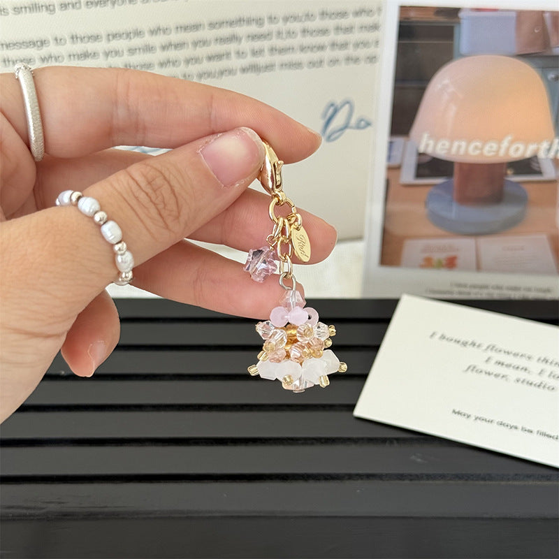 Wholesale Electroplated Purple Beaded Christmas Tree Charm Cute Bag Accessory Car Keychain Zipper Pull Stylish Everyday Gift