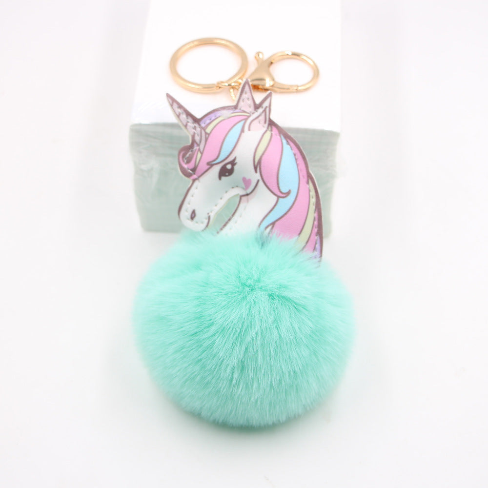 Wholesale Unicorn Fur Ball Car Keychain Bag Charm Pendant Cute Cartoon Toy Decorative Accent For Everyday Use Party Boutique