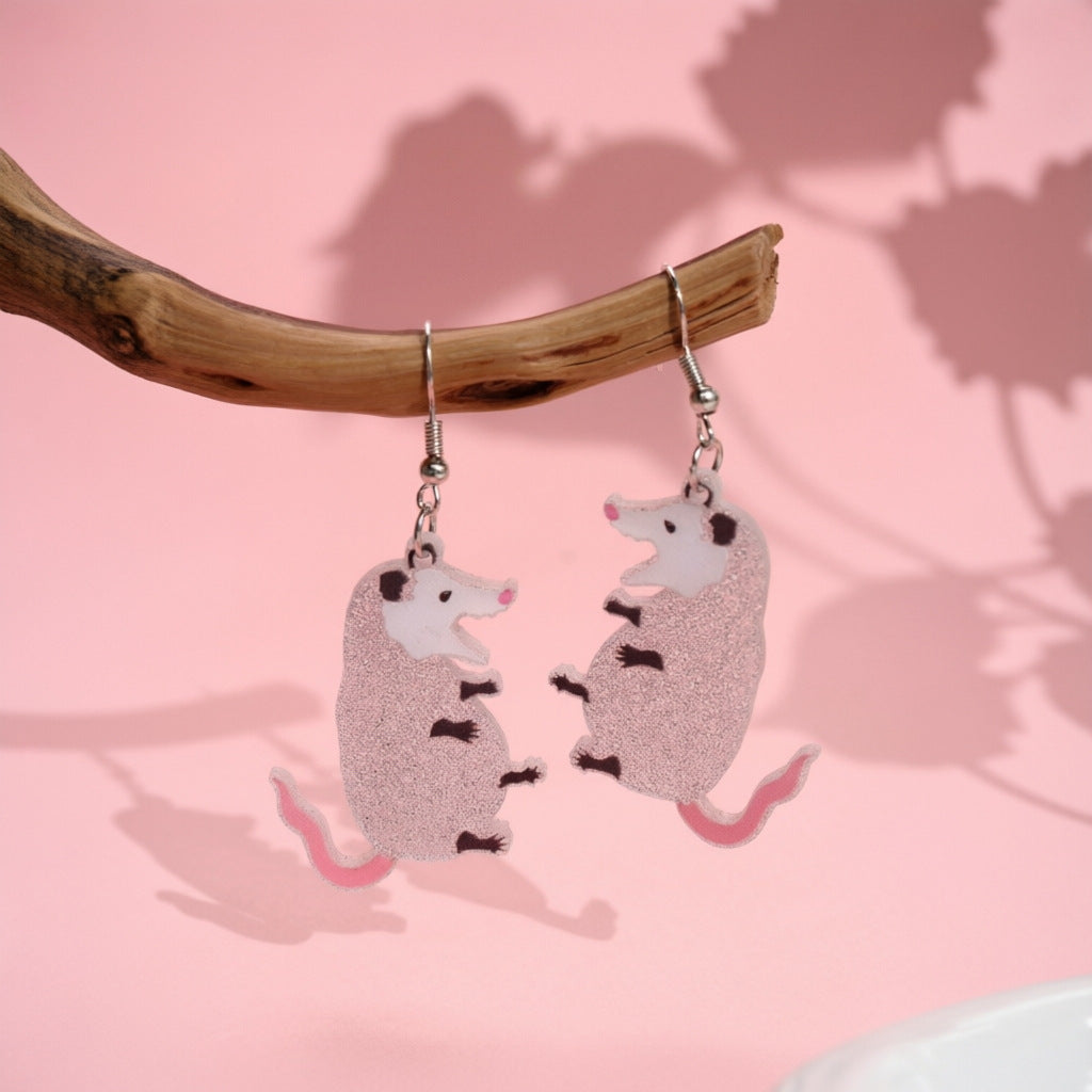Wholesale Acrylic Quirky Possum Earrings Cute Animal Design Fashion Jewelry Accessory For Women