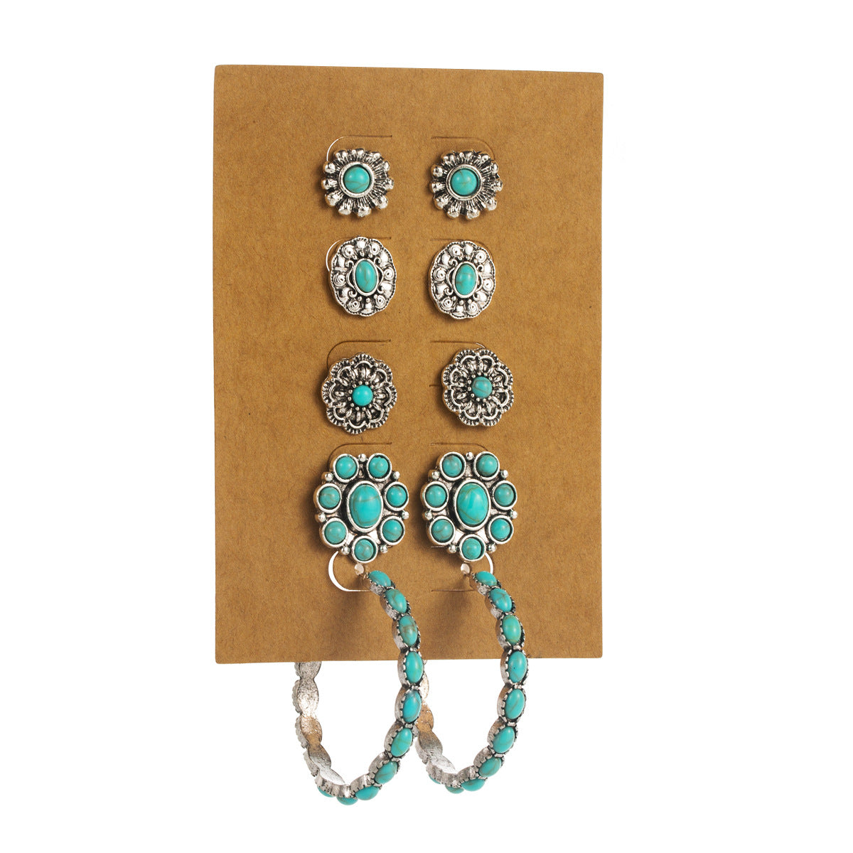 Wholesale Turquoise Earrings Set  Flower Shoes Boots Arrow Bull Head Pony Accessories Earrings Set