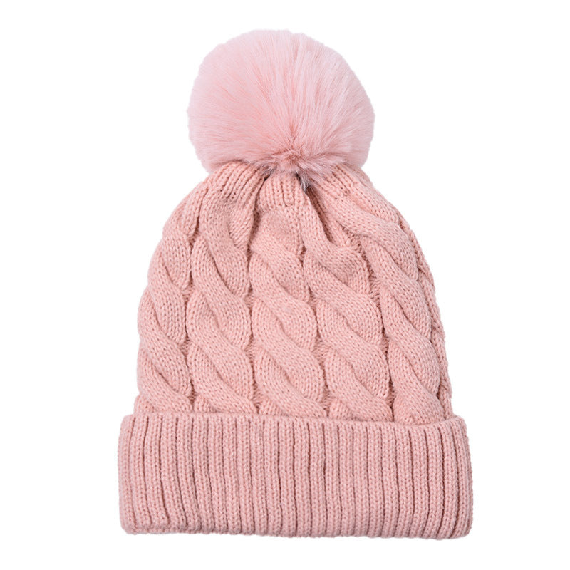 Wholesale Winter Solid Knitting Solid Acrylic Big Fried Dough Twists Thickened Warm Wool Cap
