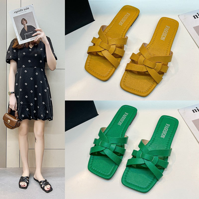 Wholesale Braided Flat Beach Slippers