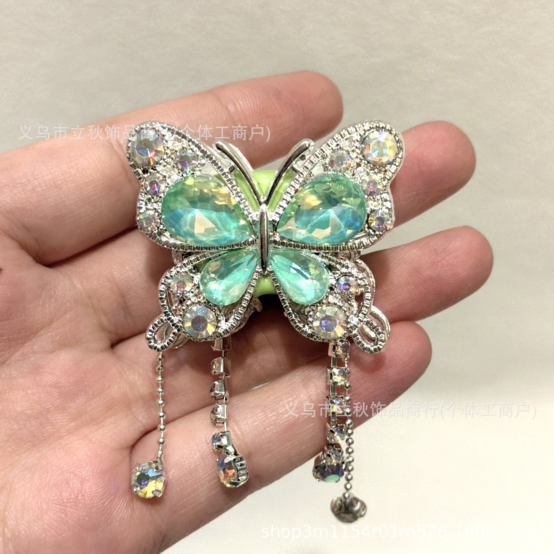 Wholesale 10pcs Soft ceramic three-dimensional butterfly crystal tassel beads