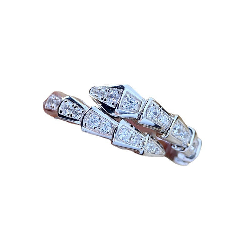 Wholesale Micro-inlaid zircon and diamond gold-plated open bone ring