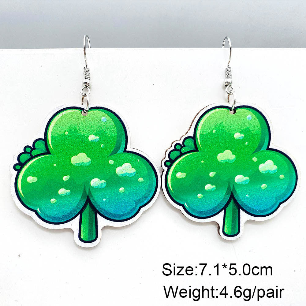 Wholesale St. Parcret festival dwarf lucky grass rainbow beard wooden earrings