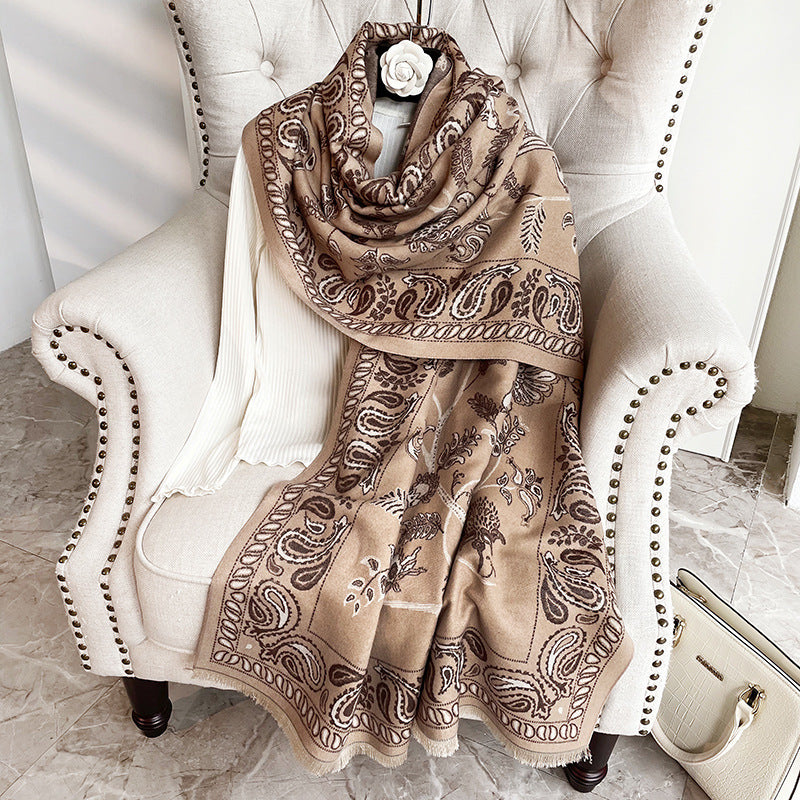 Wholesale autumn winter shawl over office nap blanket imitation cashmere print scarf