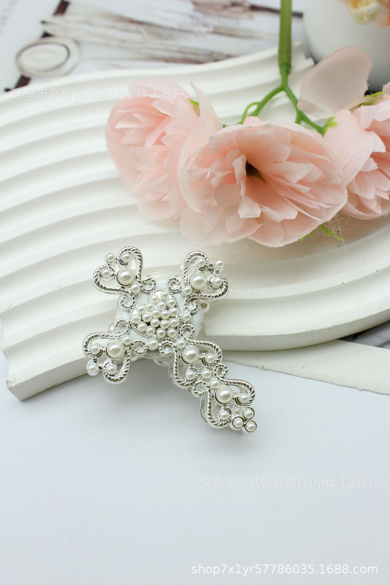Wholesale Full rhinestone cross straight hole beads