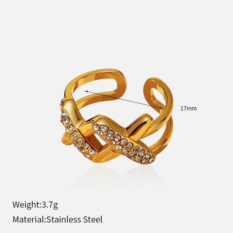 Wholesale Trendy Glossy Open Titanium Steel Ring Stainless Steel 18K Gold Plated Niche Ring
