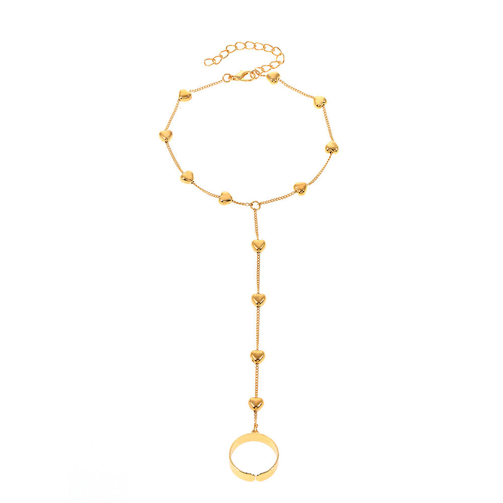 Wholesale Butterfly Heart Pearl Mitten Ring Alloy Bracelet