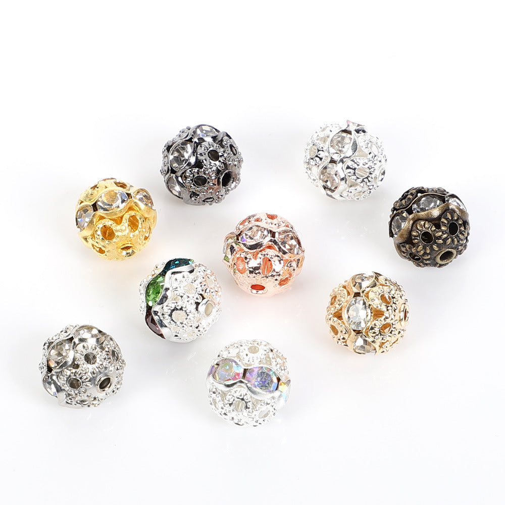 Wholesale 20pcs Hollow Out Single Thread Diamond Ball Spacer Beads
