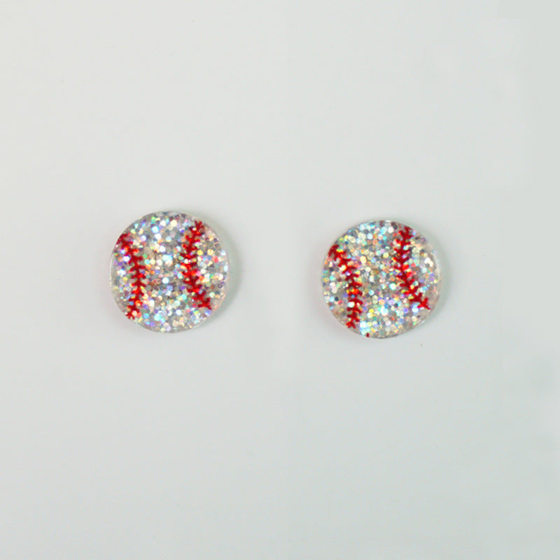 Wholesale 2 Pairs/Pack Shiny Football Baseball Acrylic Earrings
