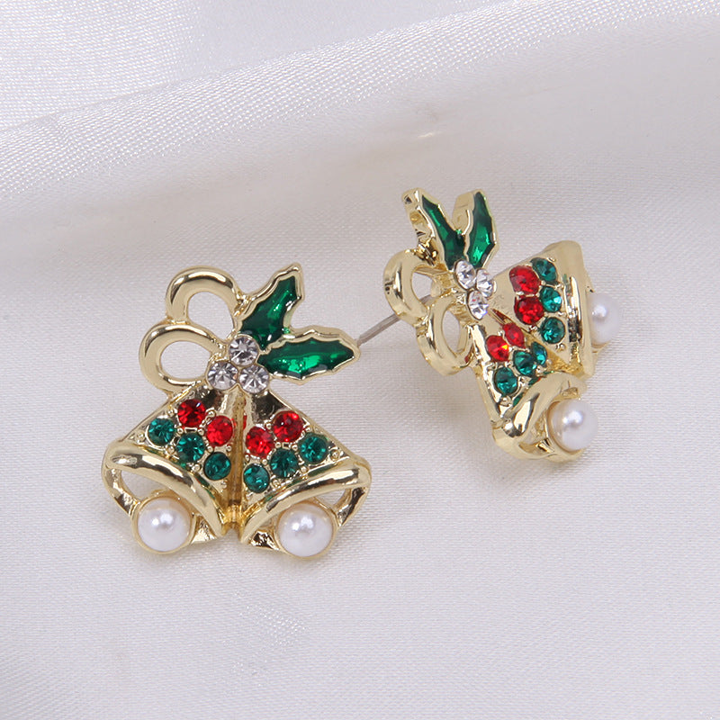 Wholesale Diamond Bell Snowflake Christmas Tree Earrings