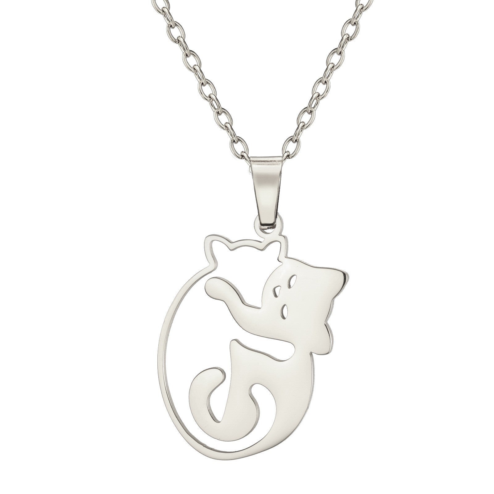 Wholesale Cute Fashion Kitten 304 Stainless Steel Necklace