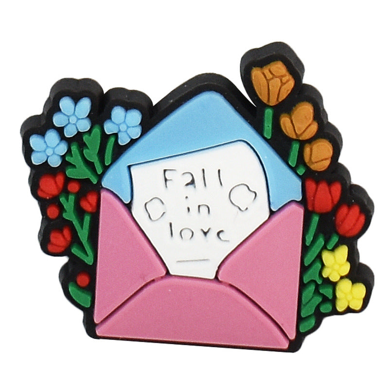 Wholesale random 100pcs Valentine' s Day  Removable Pvc Soft Glue Croc Shoes Charms