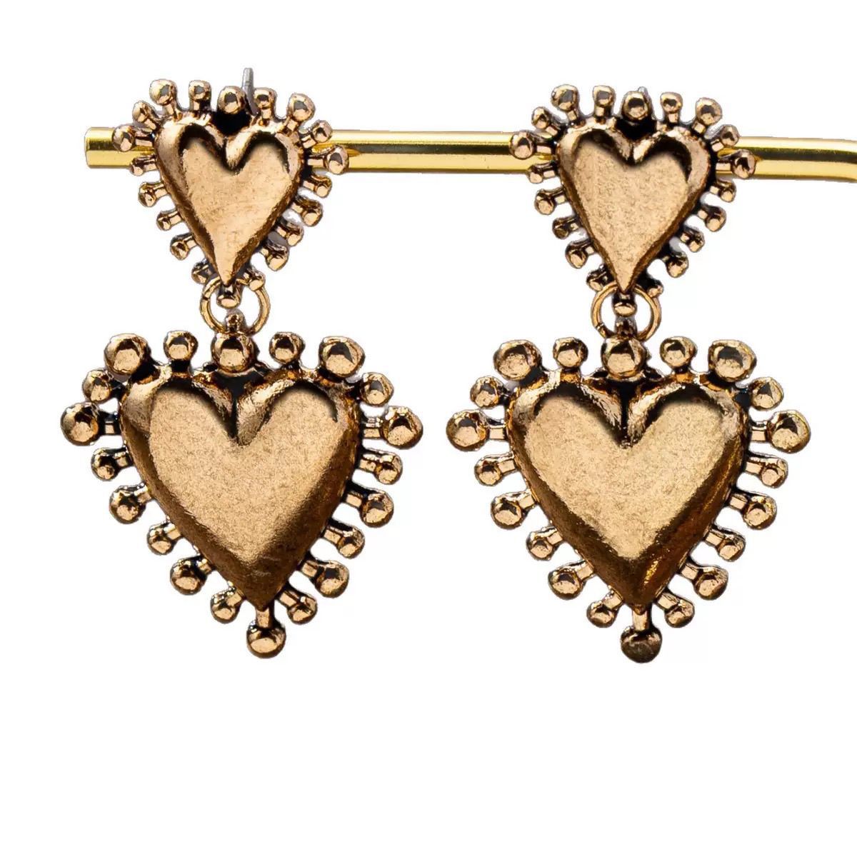 Wholesale Retro Heart Ethnic Style Earrings Antique Silver Alloy Unique Design Party Wear Jewelry Accessory For Resale