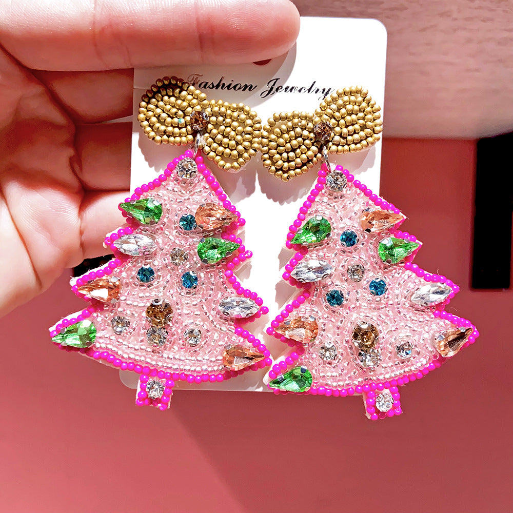 Wholesale Christmas Rice Bead Resin Earrings