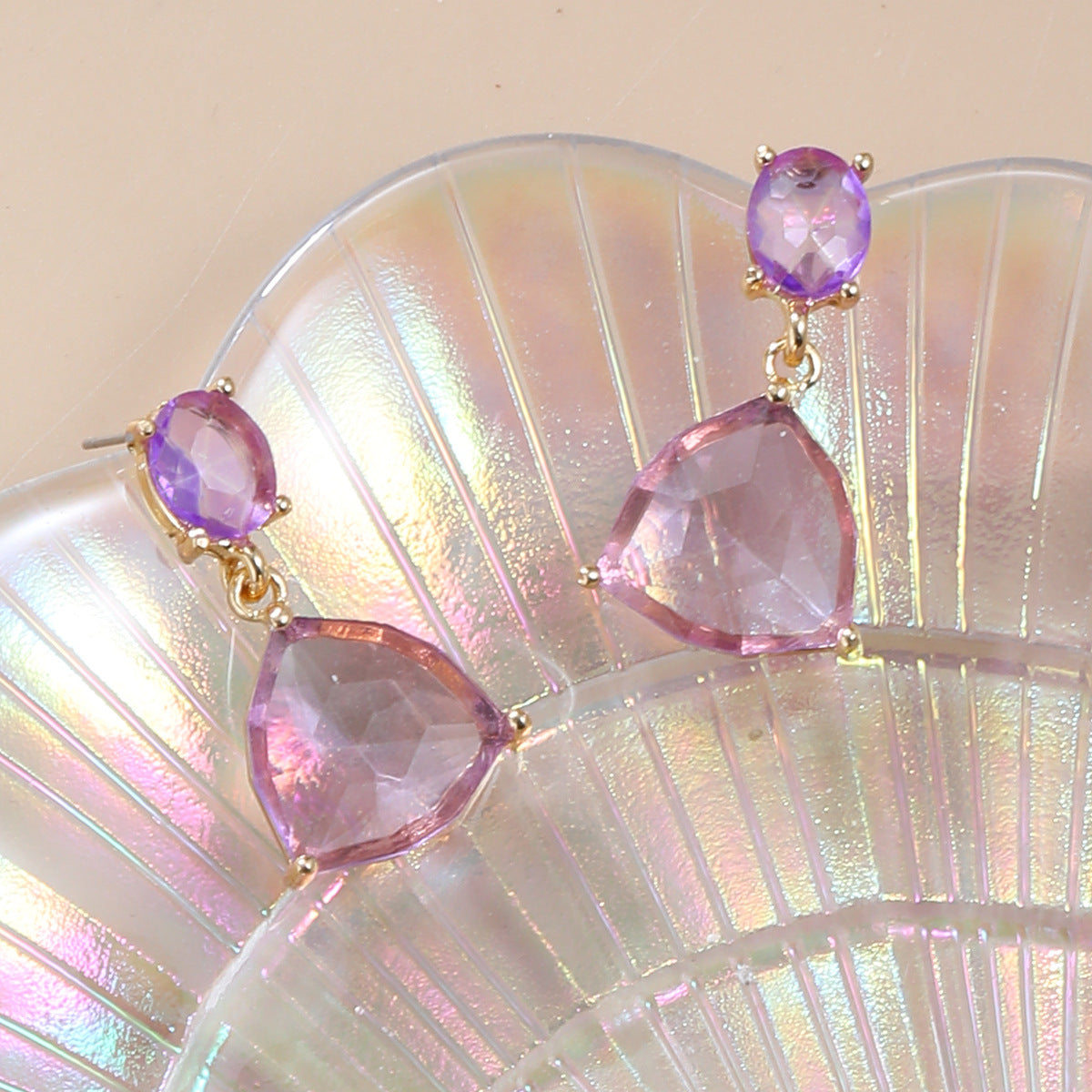 Wholesale Colored Diamond Triangle Fashion Earrings