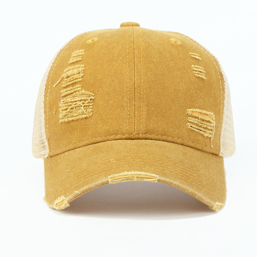 Wholesale Retro Solid Color Light Plate Hole Washed Sunshade Hat