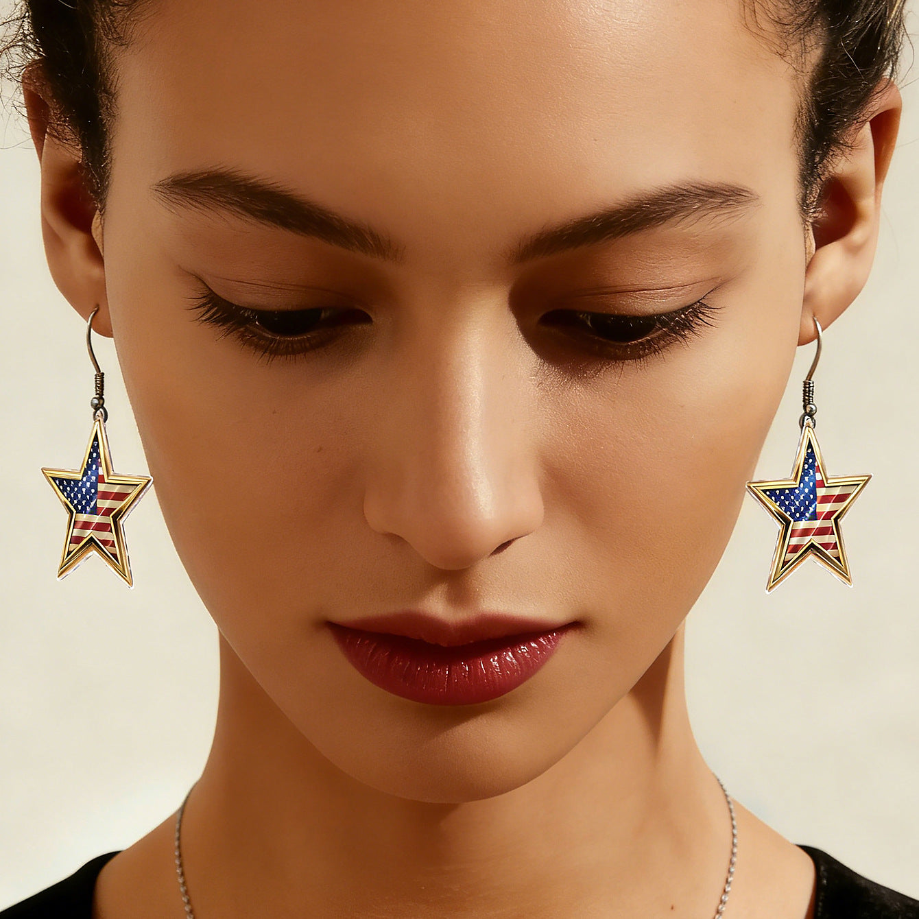 Wholesale Red White and Blue Flag Star Pendant  Earrings