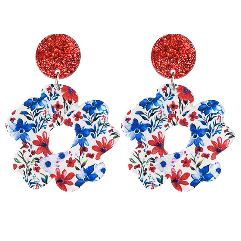 Wholesale Independence Day Flowers Cool Summer Acrylic Light Earrings Bohemia