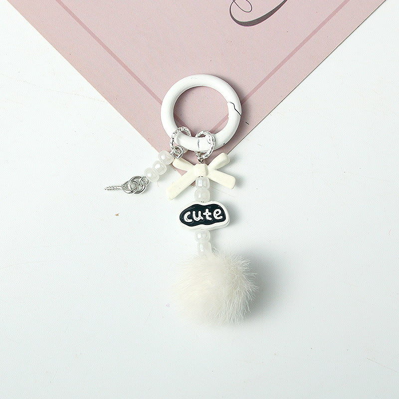 Wholesale Handmade DIY hair ball letter blind box cute beaded keychain