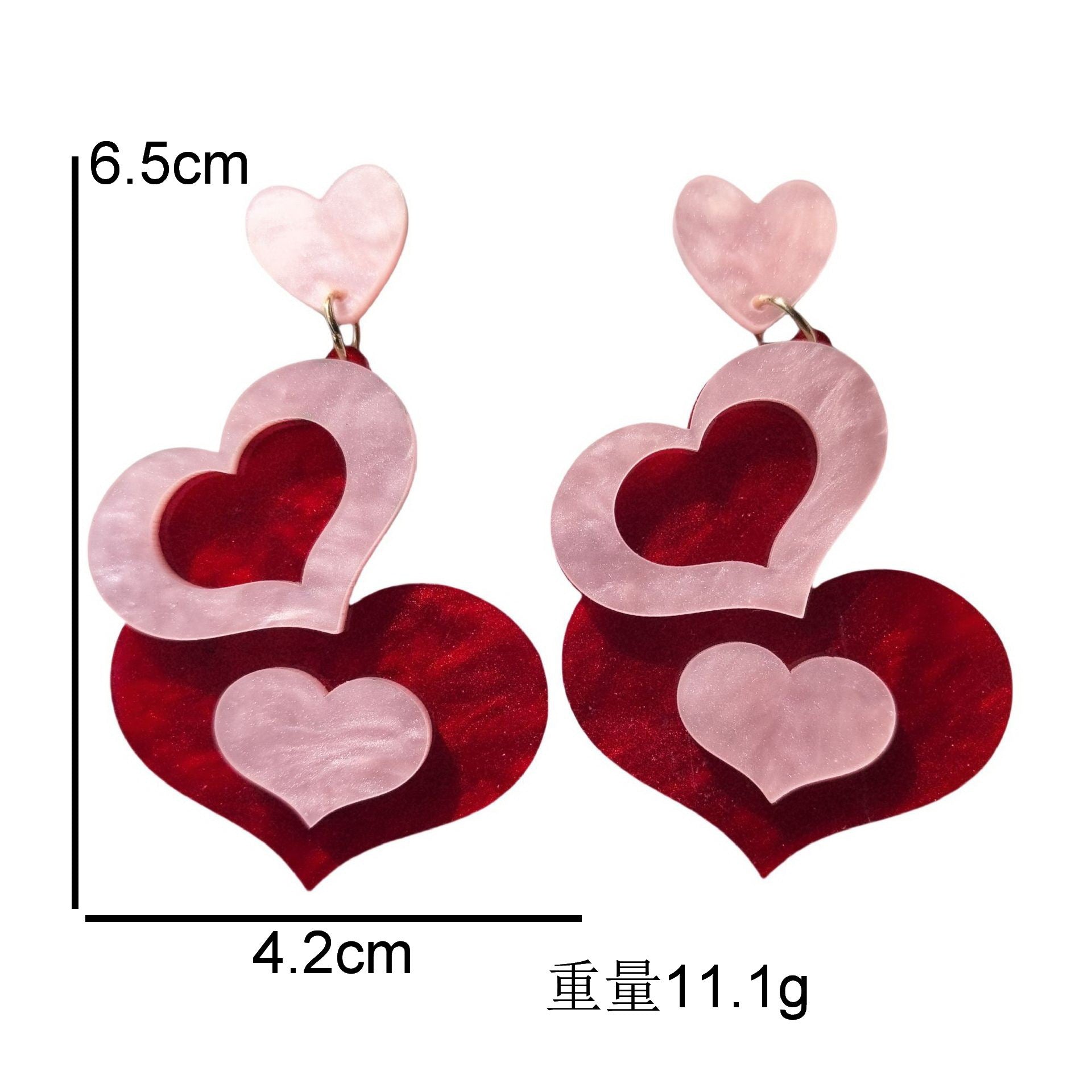 Wholesale Valentine' s Day Red Pink Love Envelope Acrylic Earrings