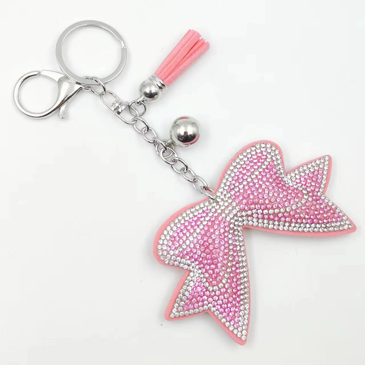 Wholesale 12pcs creative bow rhinestone keychain cute rhinestone bag tassel pendant