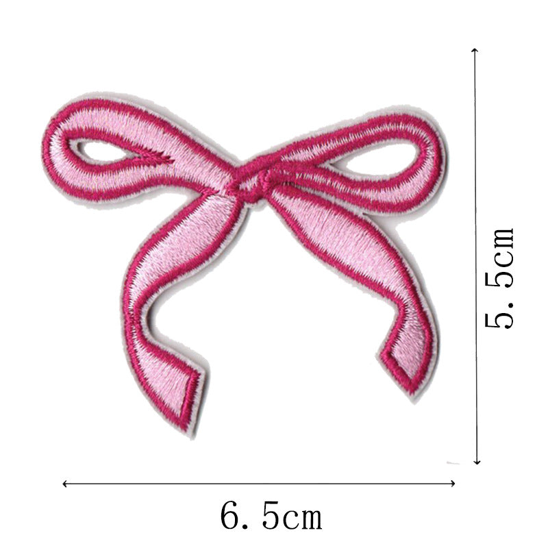 Wholesale Pink bow embroidery DIY Patches
