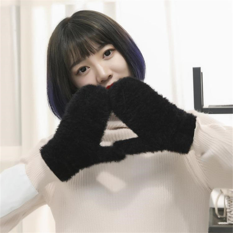 Wholesale Autumn and Winter Double Layer Plus Thickened Cashmere Cycling Gloves