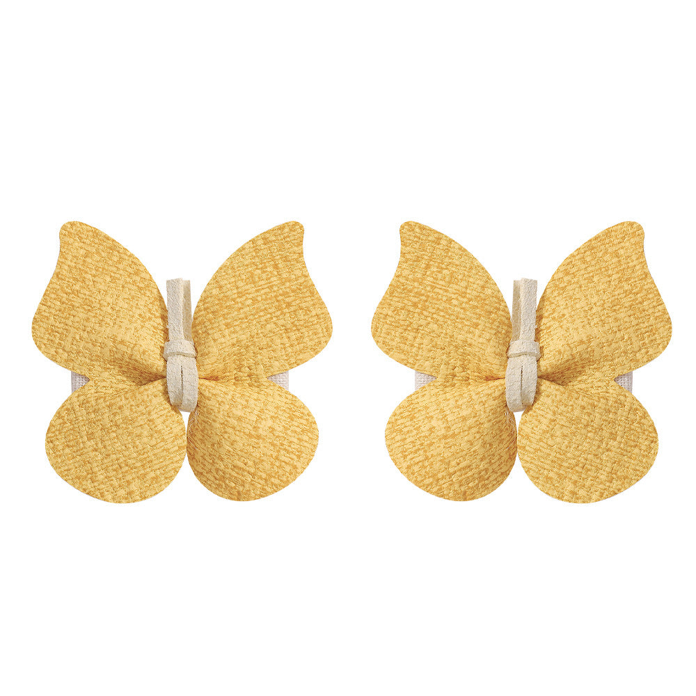 Wholesale PU Leather Handmade Butterfly Hairpin Retro