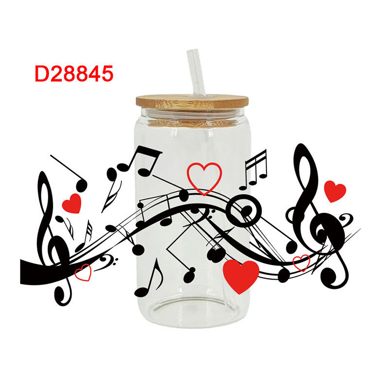 Wholesale Colorful Cartoon Music 16oz Cup UV DTF Wraps