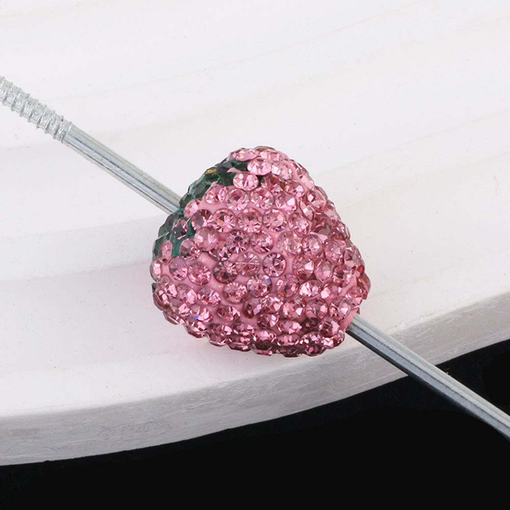 Wholesale 5pcs Colorful Strawberry Ball Diamond Ball Can Thread Straight Holes DIY Beads