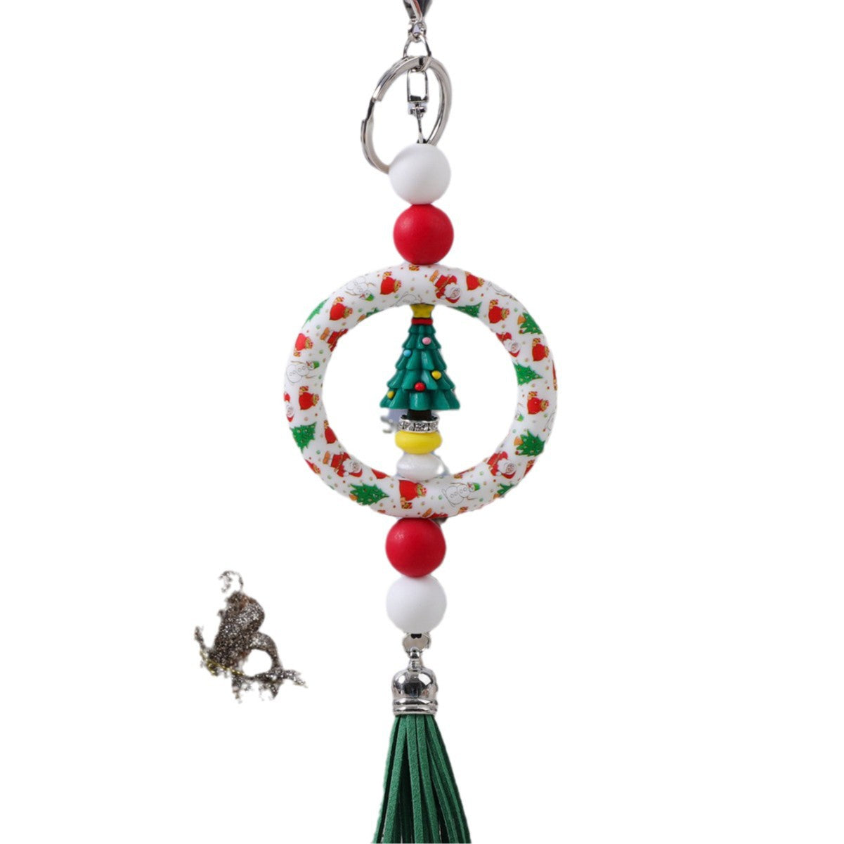 Wholesale Christmas Decoration DIY Beaded Circle Silicone Keychain Bag