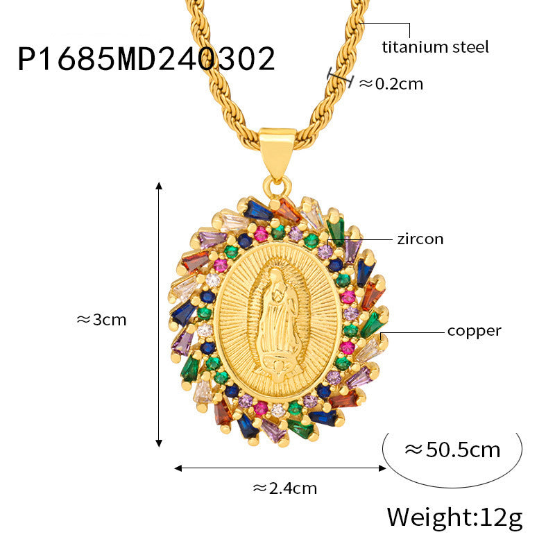 Wholesale Diamond encrusted Shell Titanium Steel Necklace