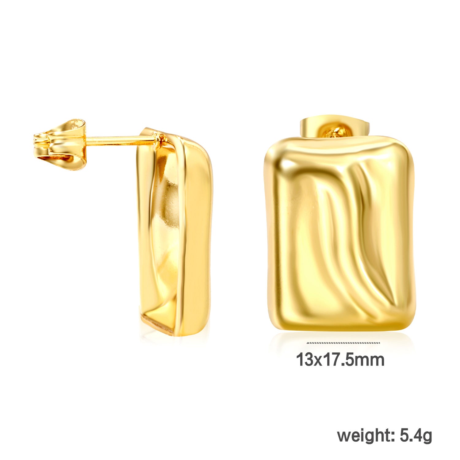 Wholesale 18k Gold-Plated Stainless Steel Stud Earrings,  Snake-Shaped Cartilage Studs
