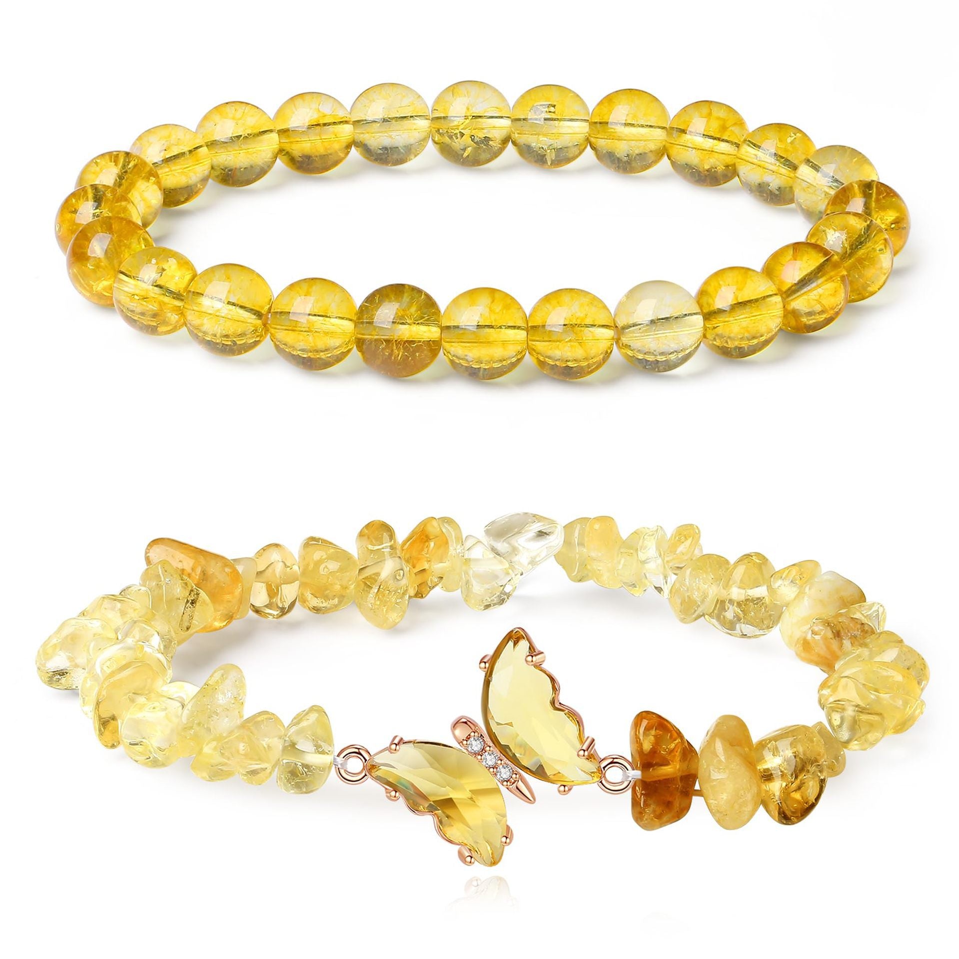 Wholesale Chic Butterfly Design Natural Stone Crystal Beaded Bracelet Set Stylish Jewelry Accessory Gift And Boutique Resale