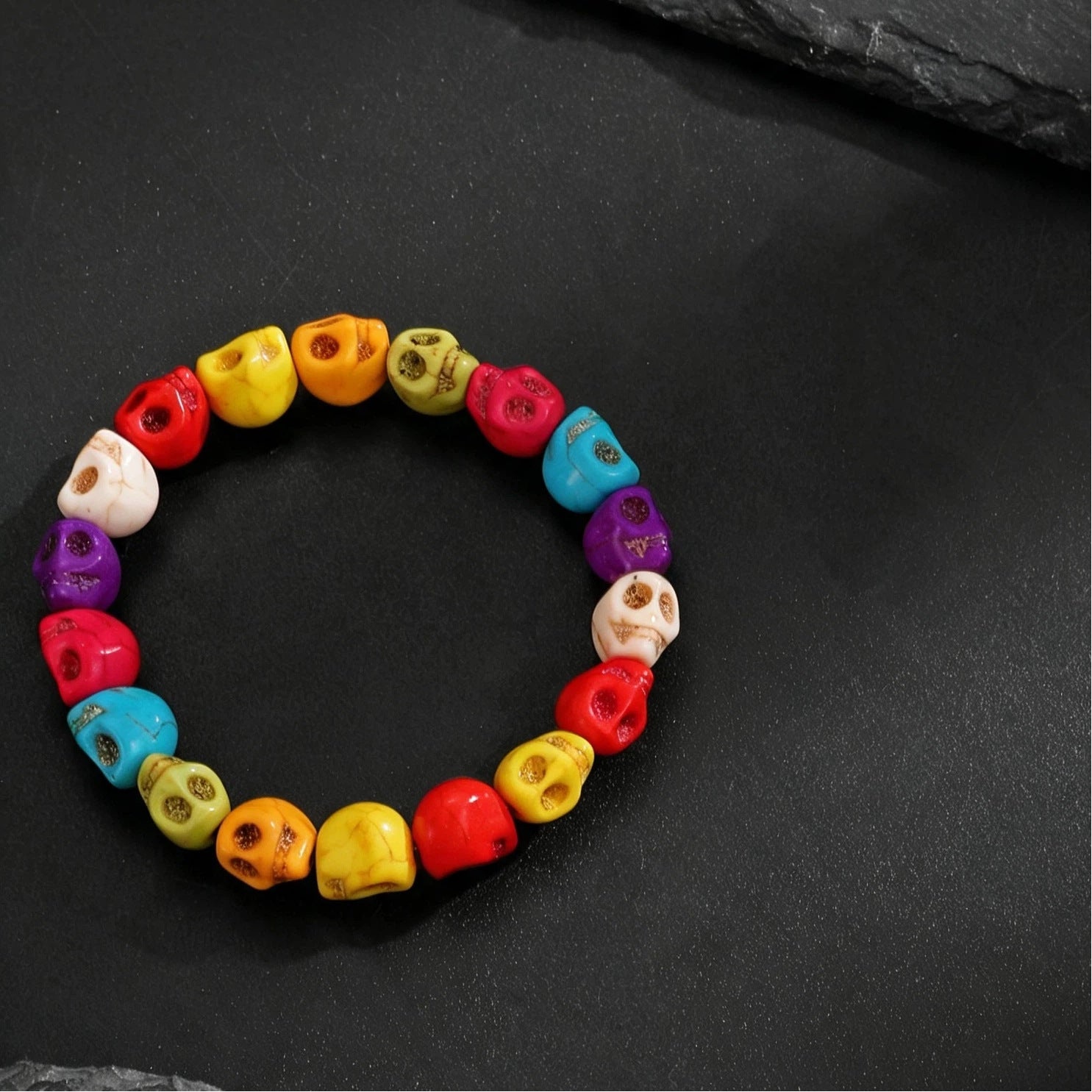 Wholesale Wooden Skull  Web Beaded Bracelet Unisex  DIY Jewelry Accessory