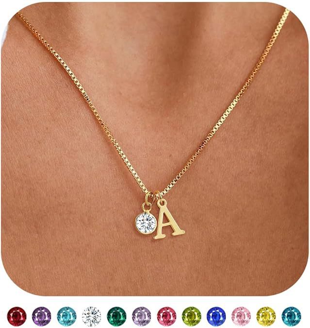 Wholesale New Women's Initial Birthstone Necklace 14K Gold-plated Letter Simple All-match Clavicle Chain