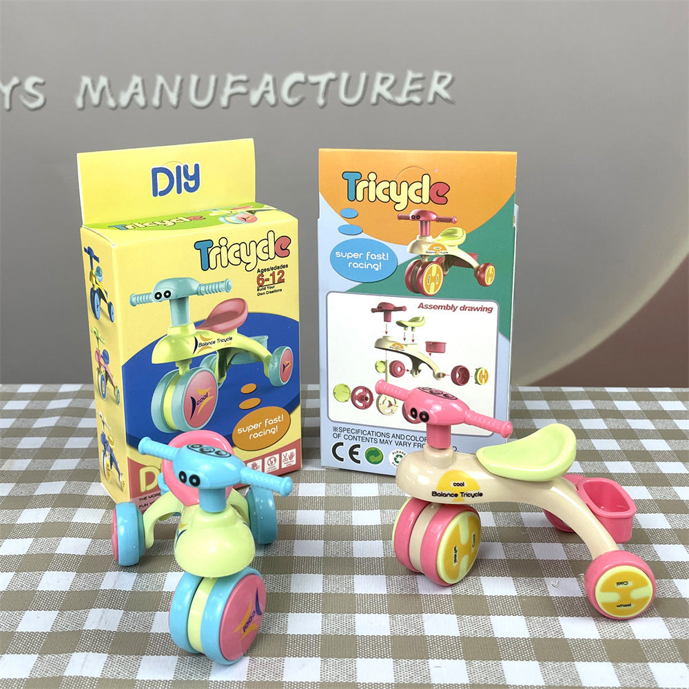 Wholesale  cartoon children' s assembled toys cute balance car mini  toys dollhouse accessories