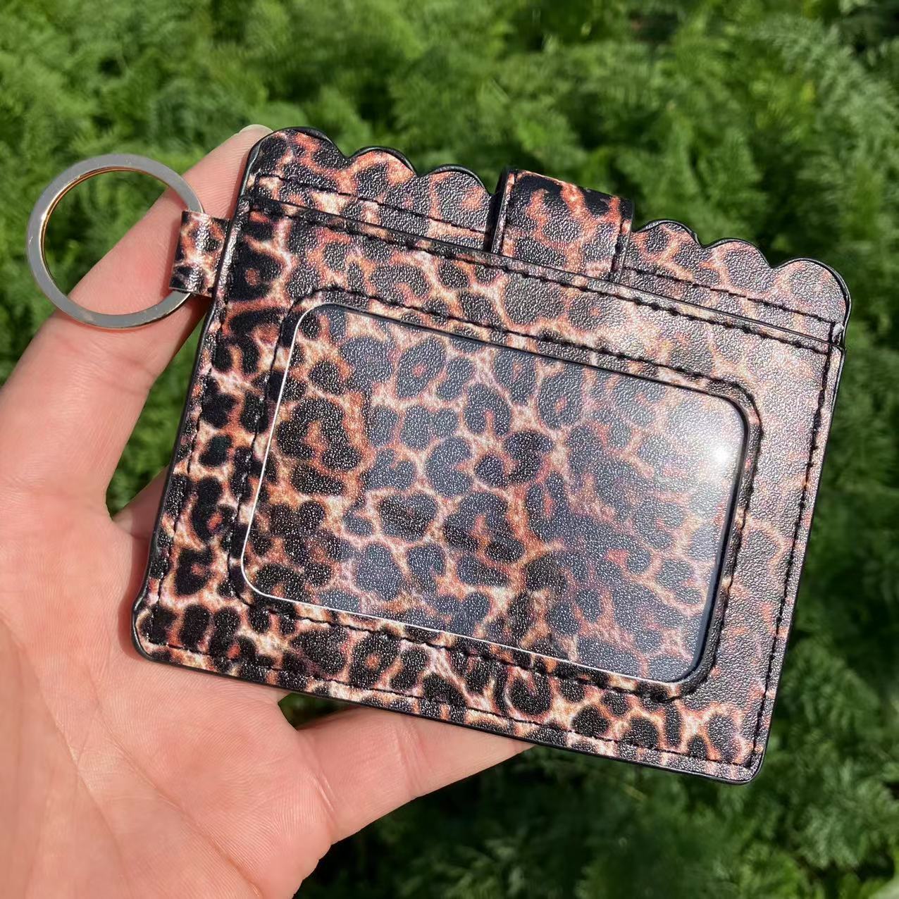 Wholesale PU Leather Leopard Purse Keychain