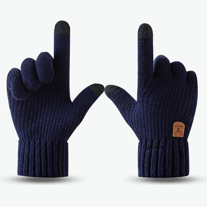 Wholesale Winter Velvet Thickened Knitted Wool Touch Screen Gloves